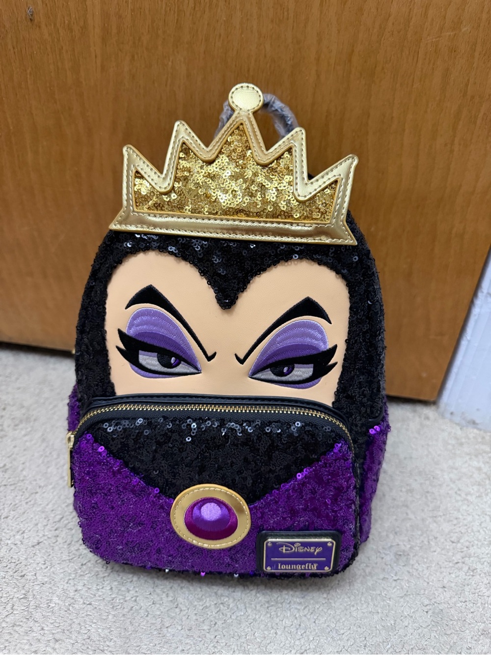 Loungefly Purple, Black & Gold Villain Sequin Mini Backpack
